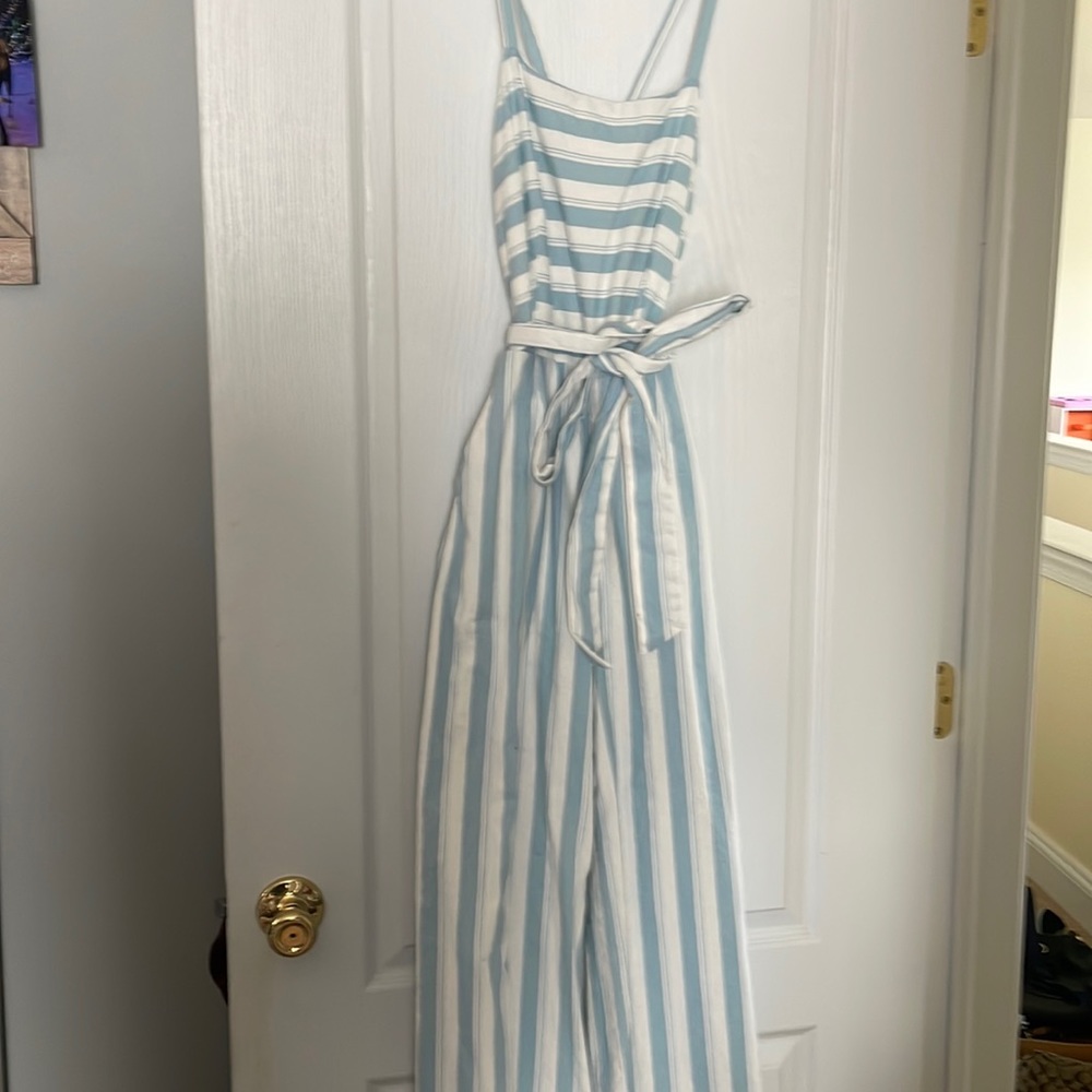 Blue and white jumpsuit